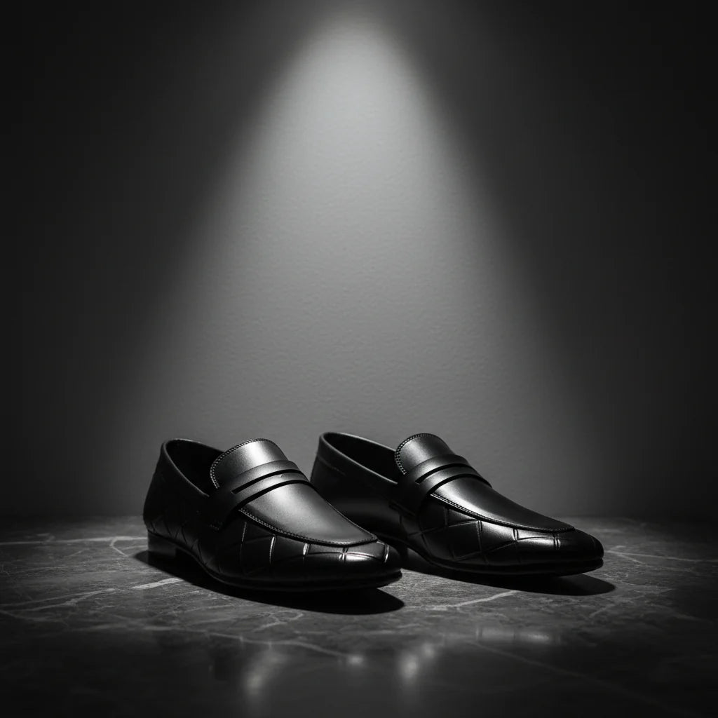 Men’s Black Premium Formal Leather Loafers | Soft Padding Hand-Made Article | All Day Comfort